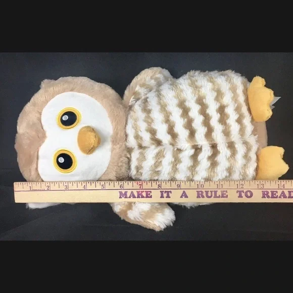 (SOLD) Annie The Owl Large Stuffed Plush Toy Embroidered 14" Soft Tan Nursery - Picture 15 of 16